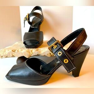 Women’s Franco Sarto Buckle Strap Square Toe Heels Sz 9.5